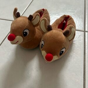 Cute Reindeer Slippers with Red Nose